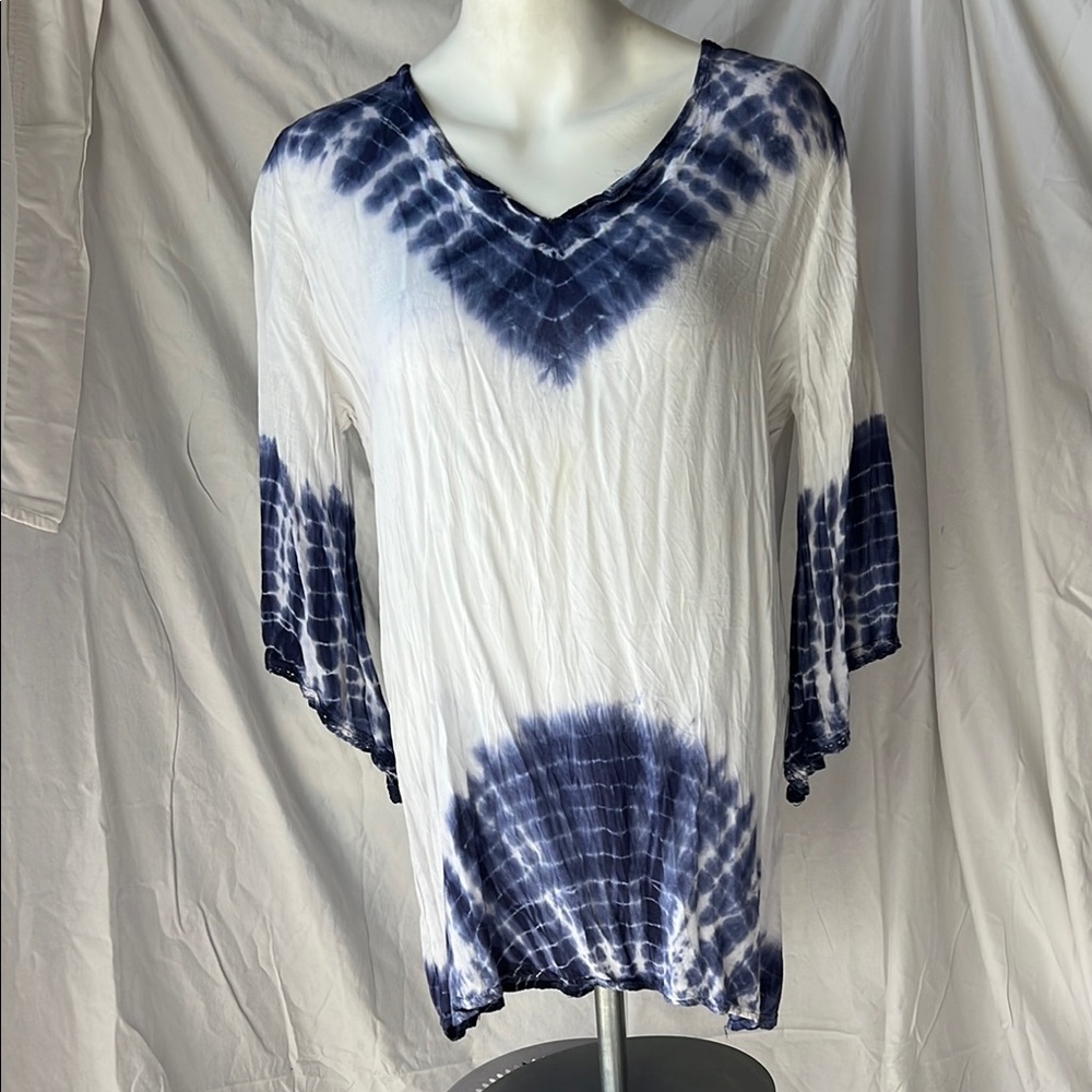 Boho Me Tie-Dye V-Neck Women Swim Cover Up Mini Dress